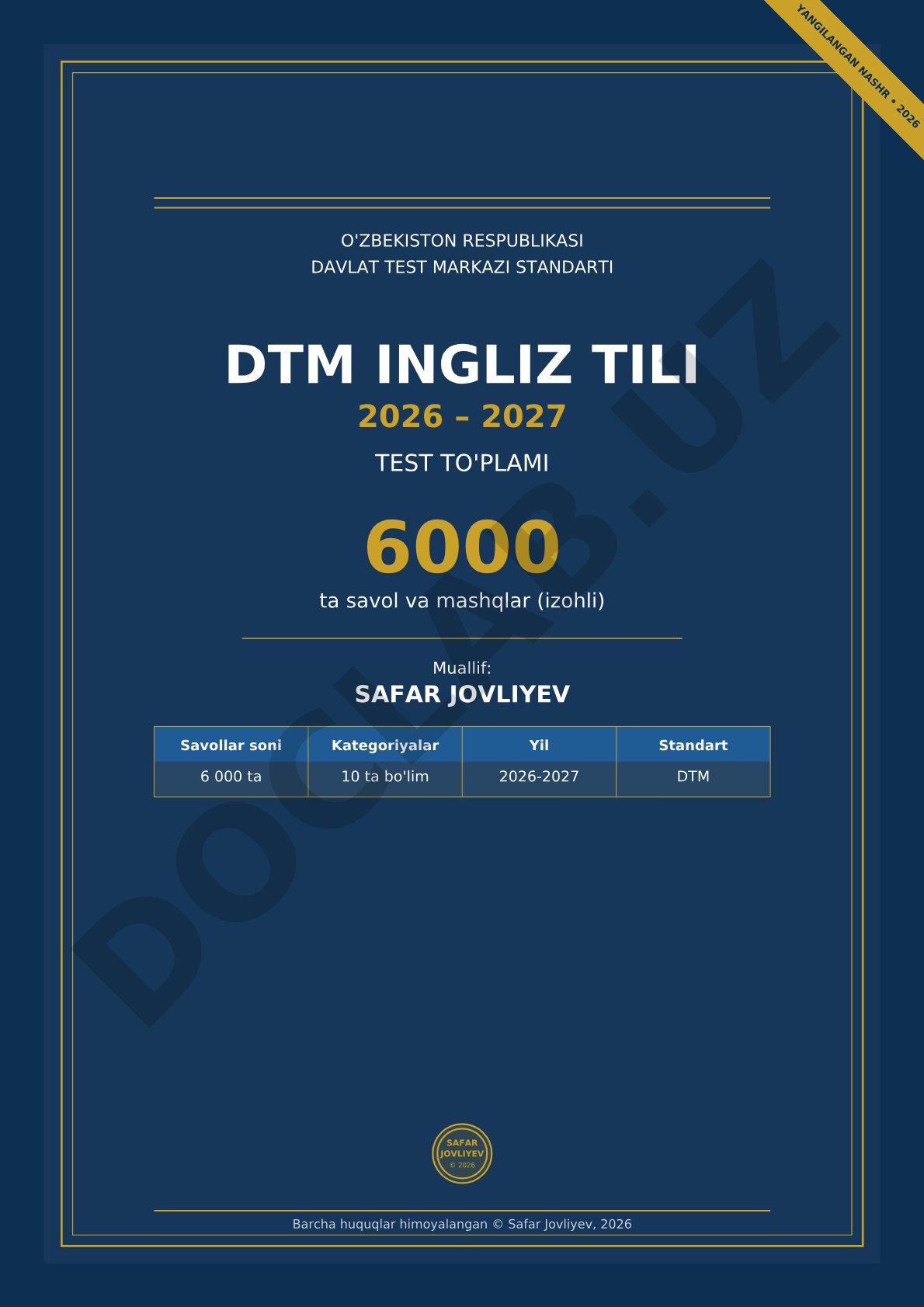DTM Ingliz tili 2026-2027 test to'plami 6000 savol