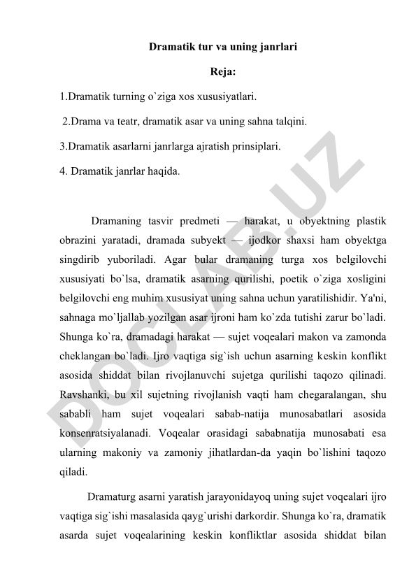 Dramatik tur va uning janrlari
