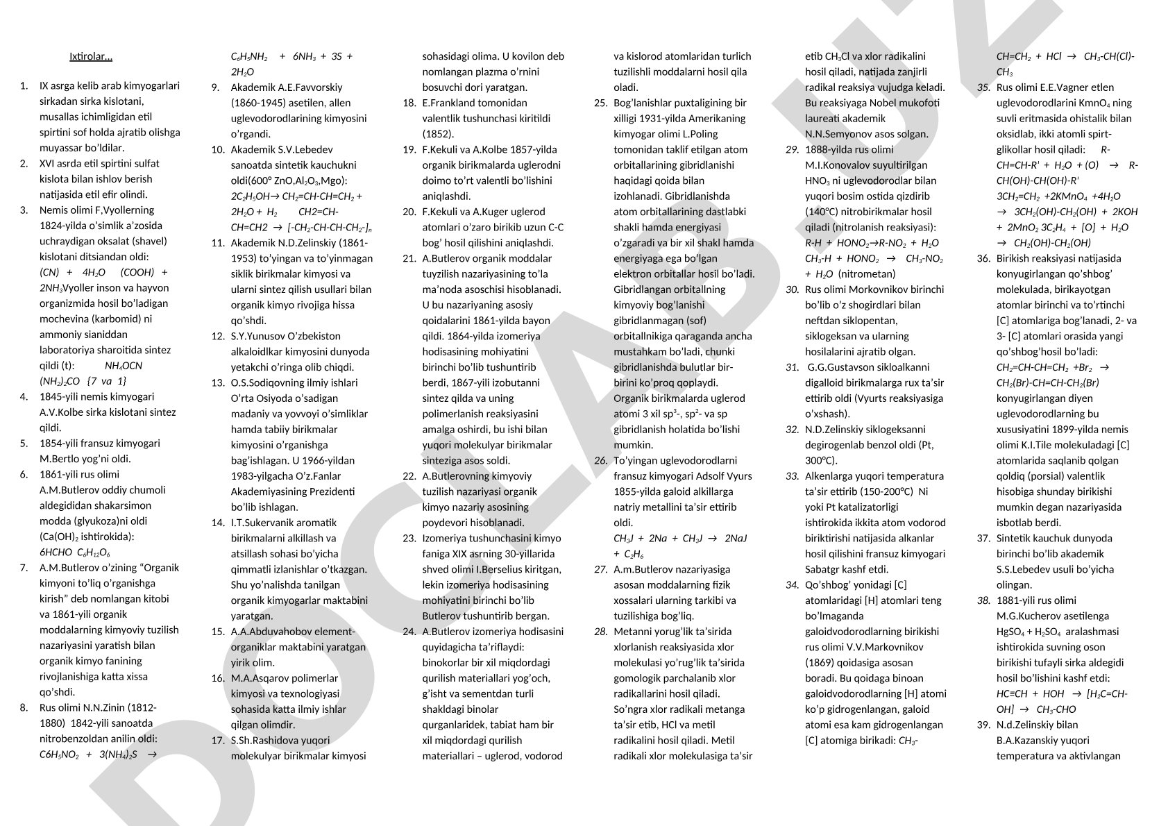 Organik kimyoning rivojlanish tarixi