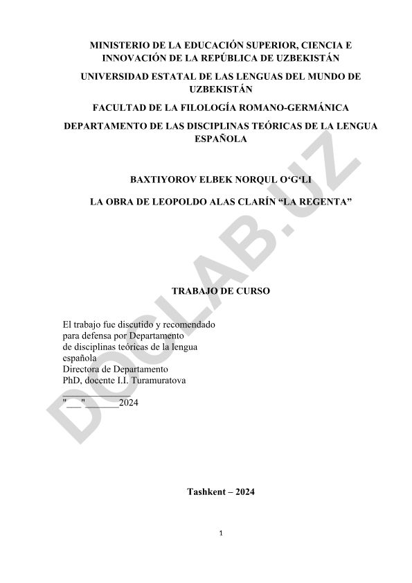 La obra de Leopoldo Alas Clarín “La Regenta”