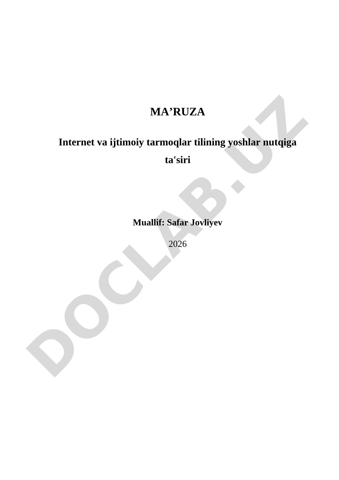 Internet va ijtimoiy tarmoqlar tilining yoshlar nutqiga ta'siri