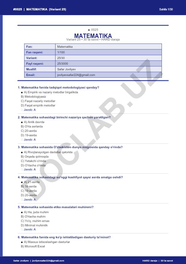 Matematika fanida tadqiqot metodologiyasi va so'nggi kashfiyotlar