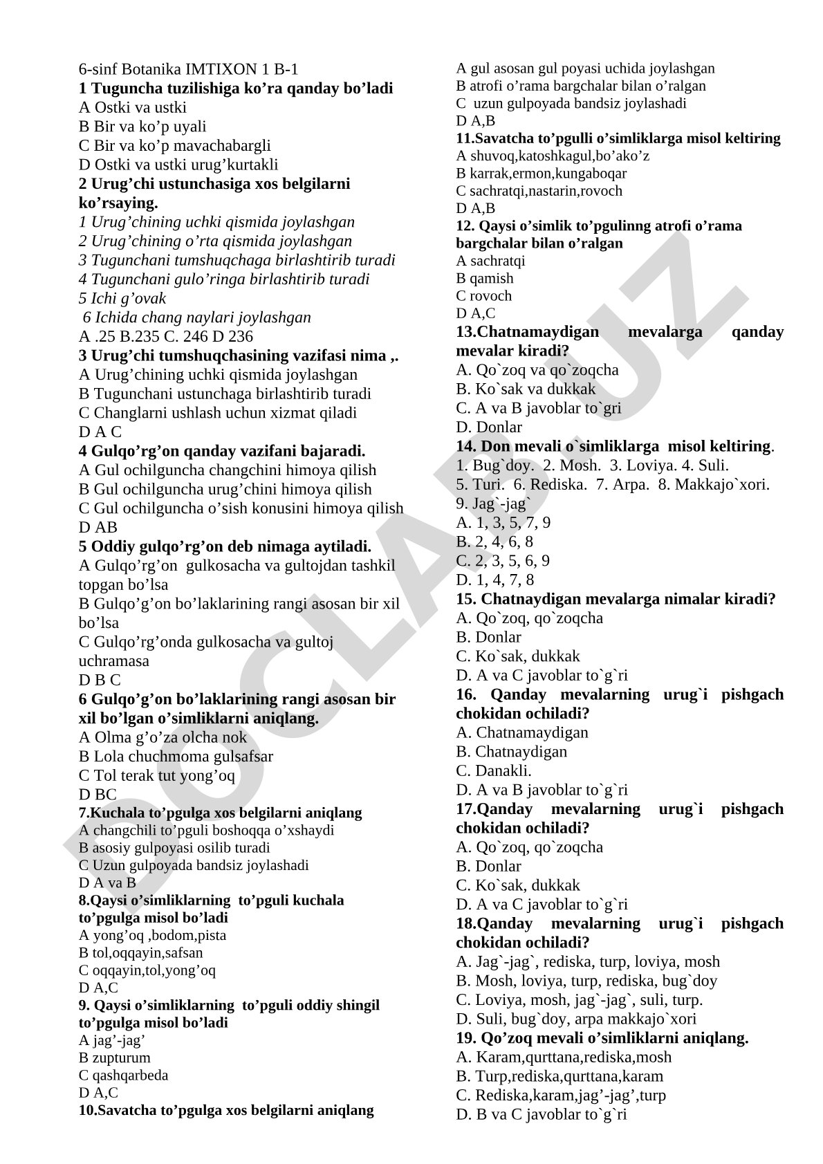 6-sinf Botanika IMTIXON 1 B-1