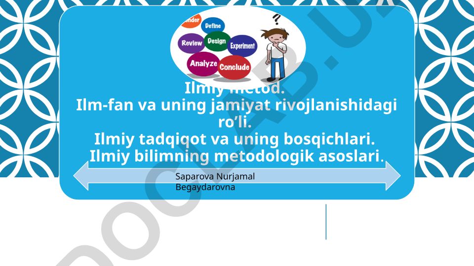 Ilmiy metod, ilm-fan va ilmiy tadqiqotning metodologik asoslari