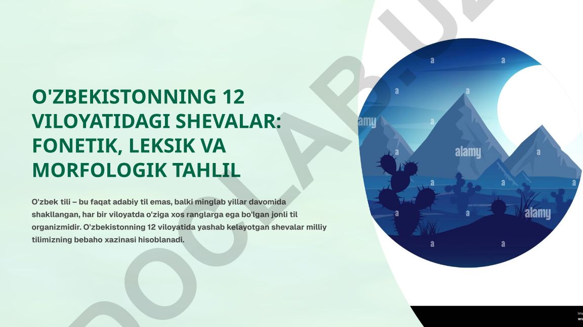 O'zbekistonning 12 viloyatidagi shevalar: fonetik, leksik va morfologik tahlil