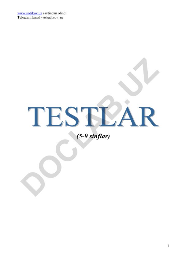 5-sinf o'zbek tili test savollari
