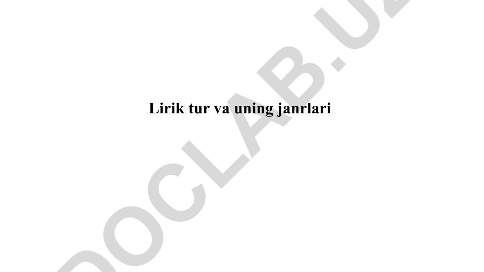 Lirik tur va uning janrlari