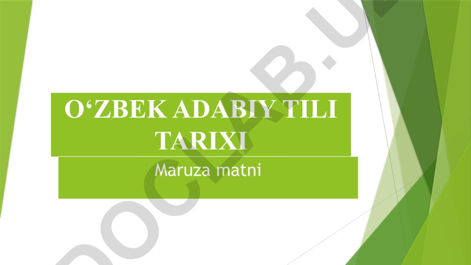 O‘zbek adabiy tili tarixi