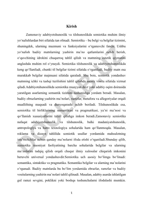 Semiotikaning adabiyotshunoslik va tilshunoslikdagi ahamiyati