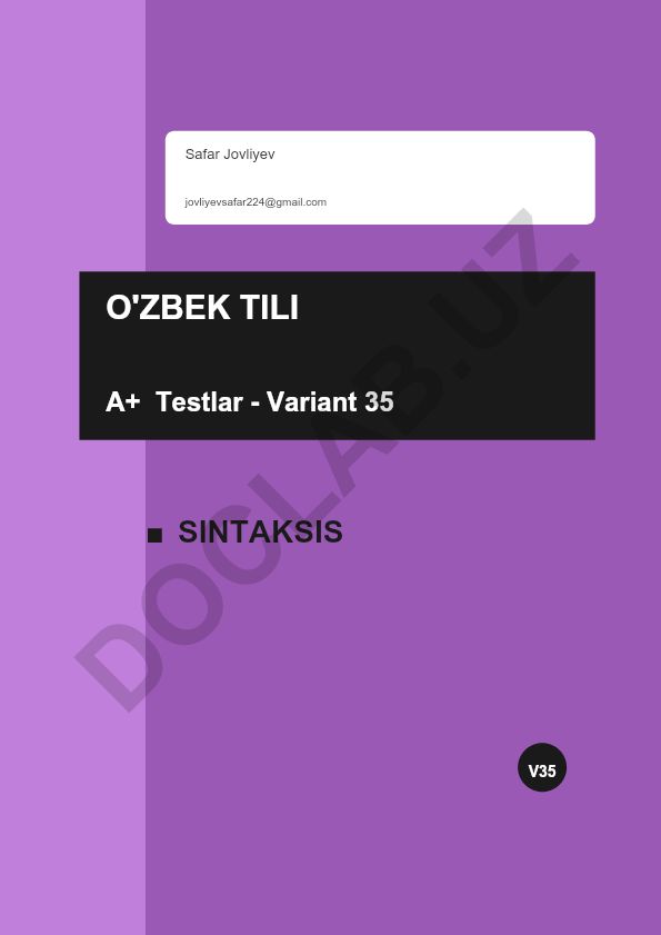 O'zbek tili sintaksis testi - Variant 35