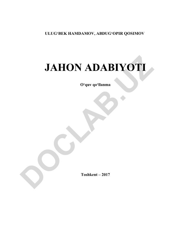 Jahon adabiyoti o'quv qo'llanmasi