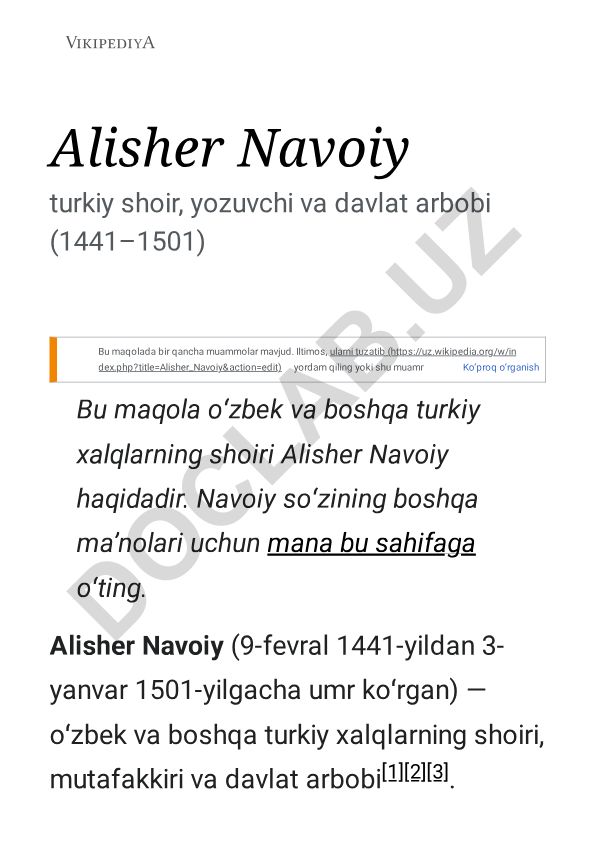 Alisher Navoiy hayoti va ijodi