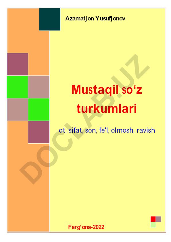 O‘zbek tili mustaqil so‘z turkumlari: ot so‘z turkumi