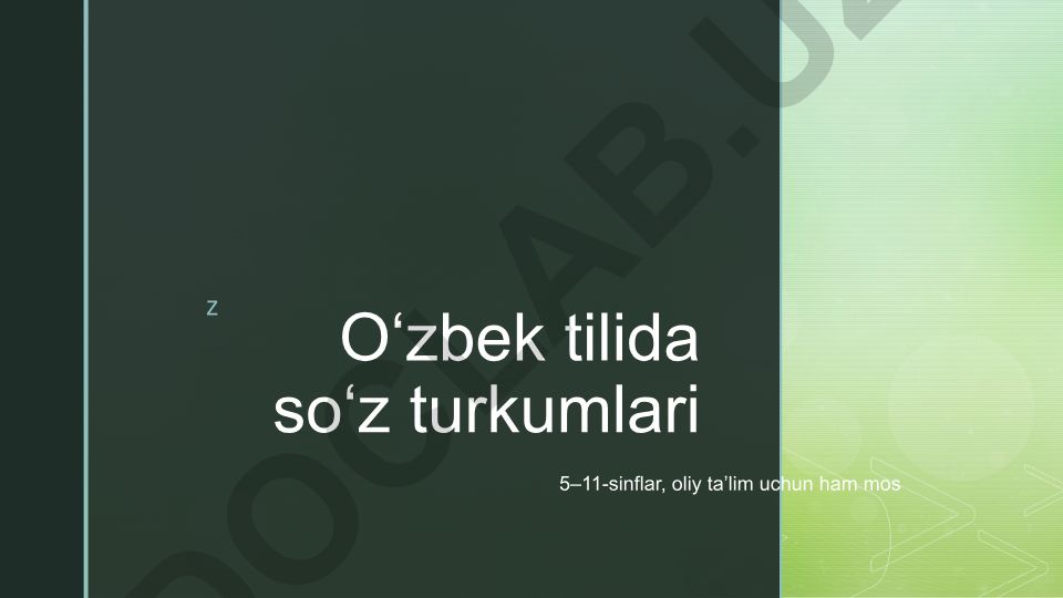 O‘zbek tilida so‘z turkumlari