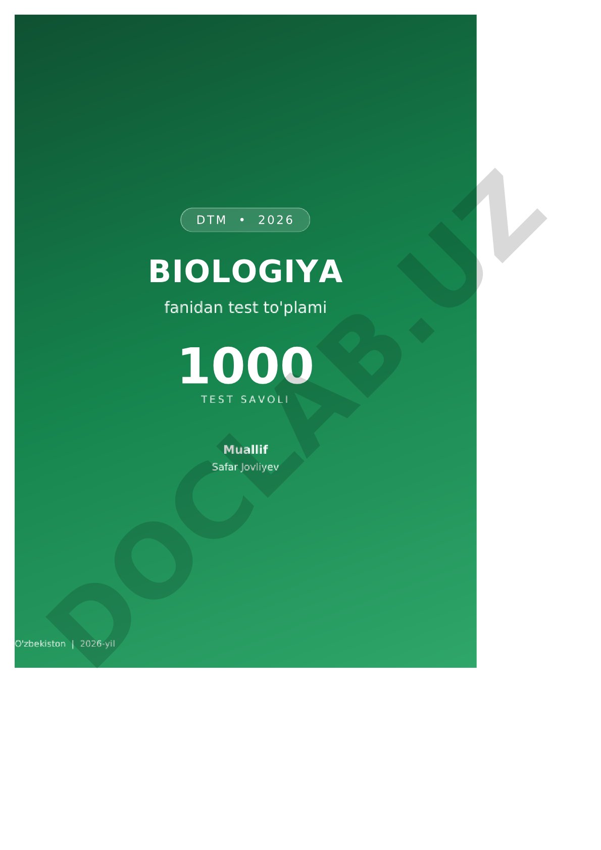 DTM 2026 Biologiya 1000 savol