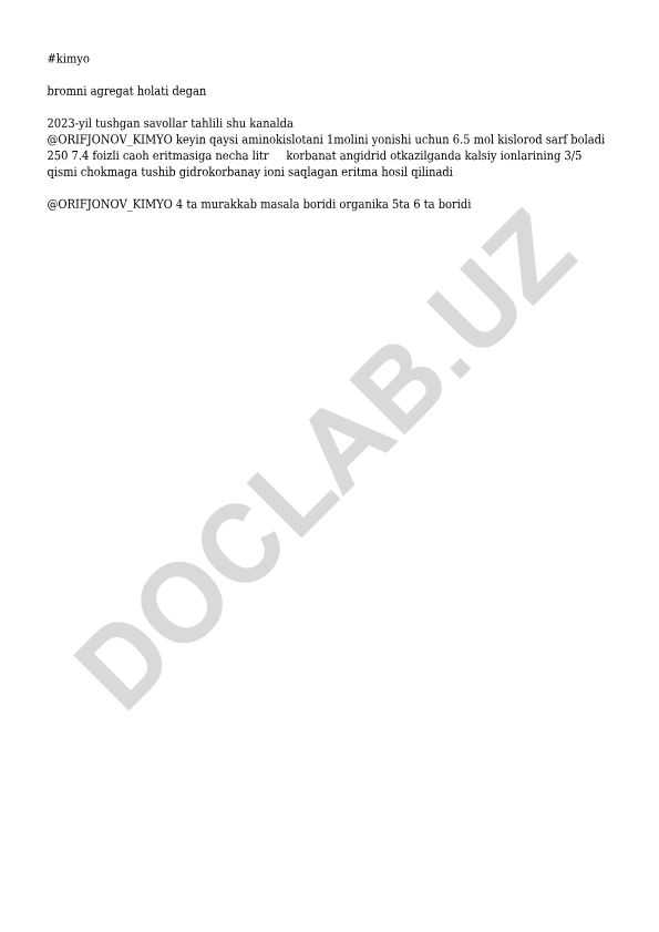 Kimyo va biologiya fanlaridan 2023-yilgi test savollari tahlili