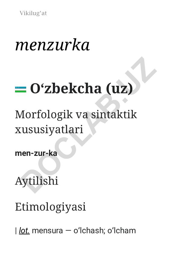 Menzurkaning morfologik va sintaktik xususiyatlari