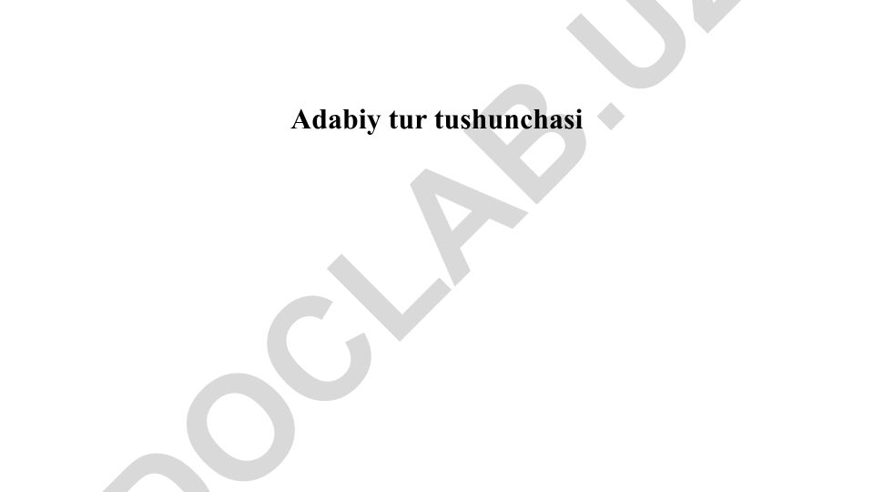 Adabiy tur tushunchasi va badiiy adabiyotni turlarga ajratish
