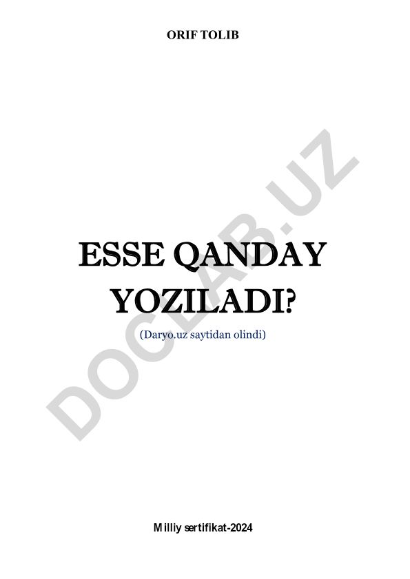 Orif Tolibning esse yozish haqidagi maqolasi