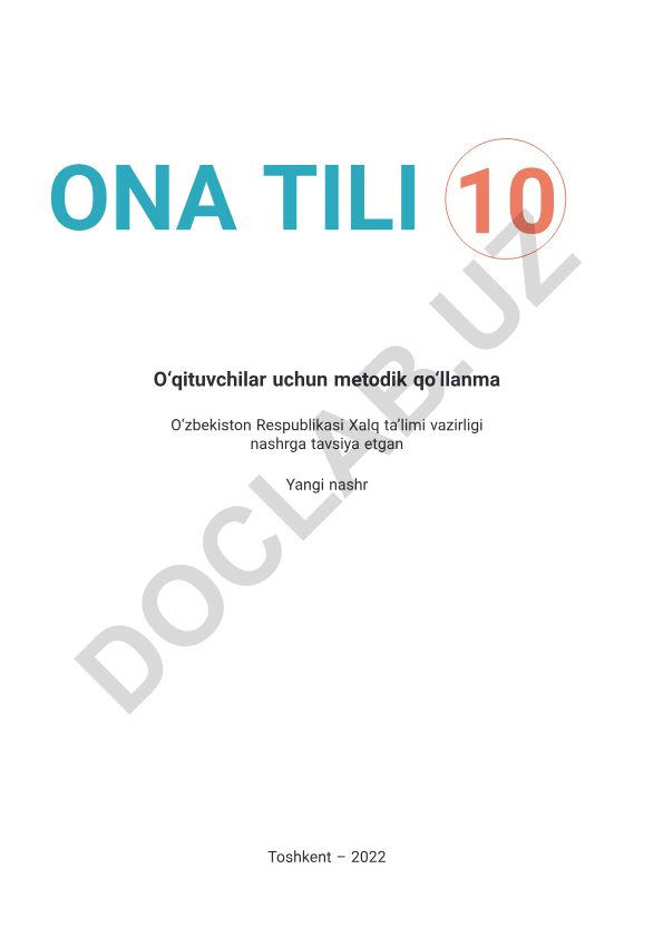 Ona tili o'qituvchilari uchun metodik qo'llanma (10-sinf)