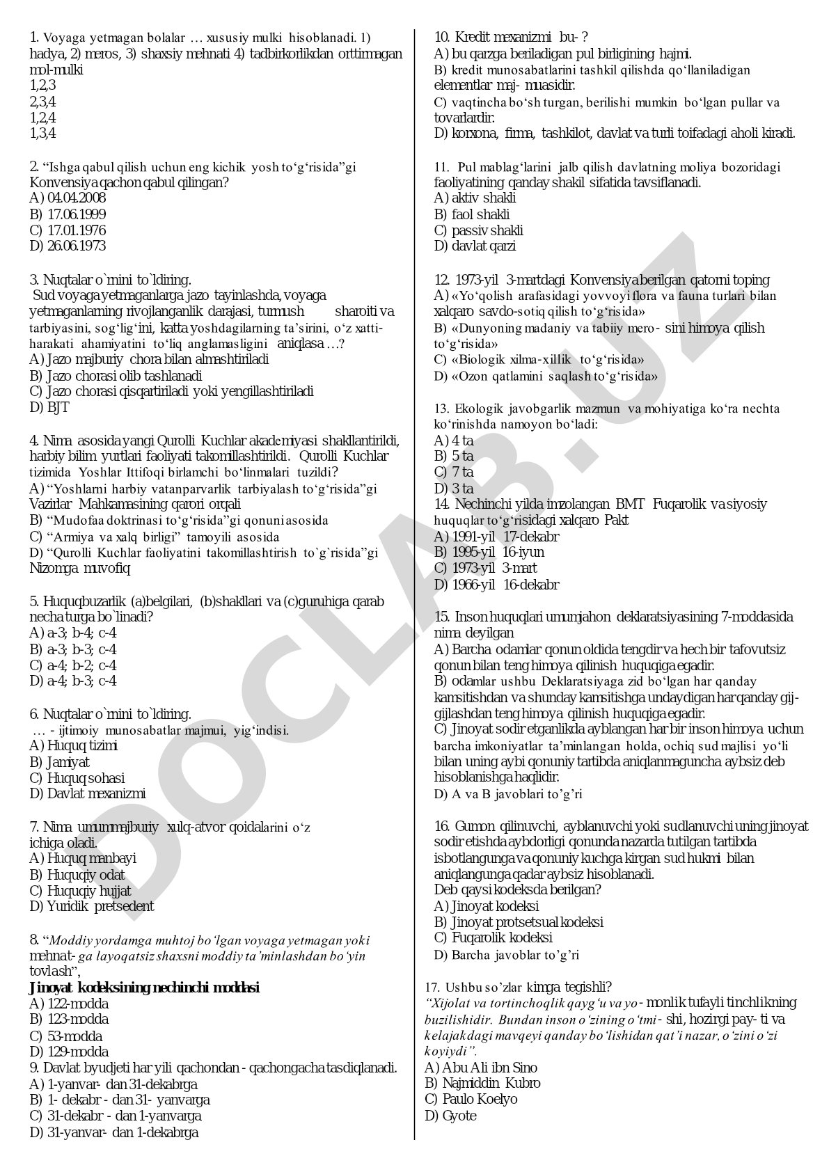 Voyaga yetmaganlar huquqlari va ularga oid qonunchilik