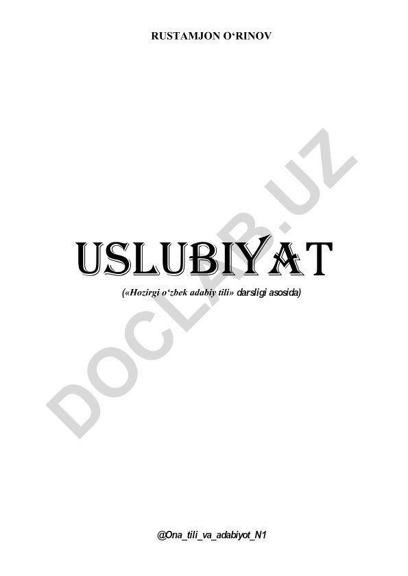 O'zbek tili uslubiyati va nutq uslublari tasnifi