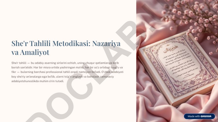 She'riy tahlil metodlari va nazariy asoslar