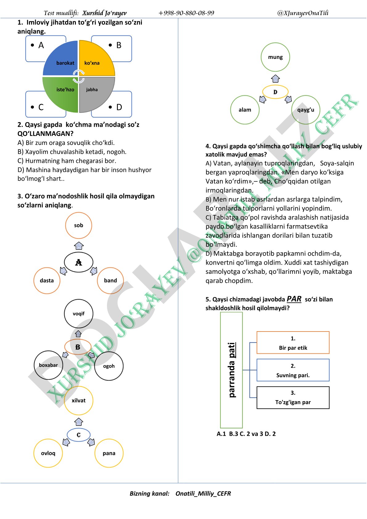 Test muallifi: Xurshid Jo‘rayev