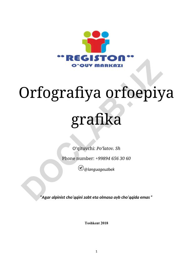 Orfografiya va orfoepiya tamoyillari