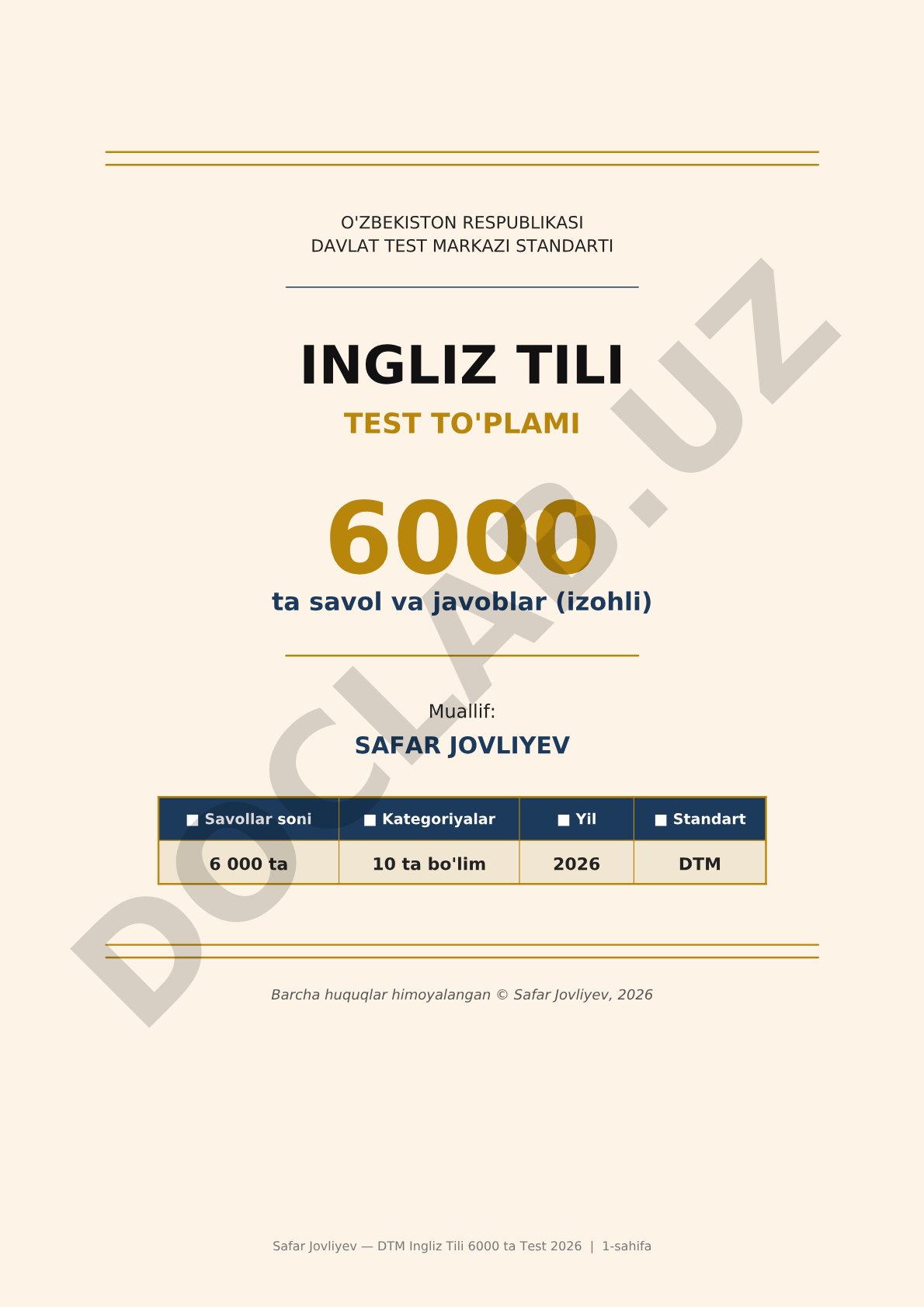 DTM Ingliz Tili 6000 ta Test 2026
