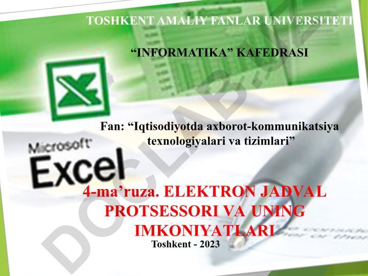 Elektron jadval protsessorlari va ularning imkoniyatlari