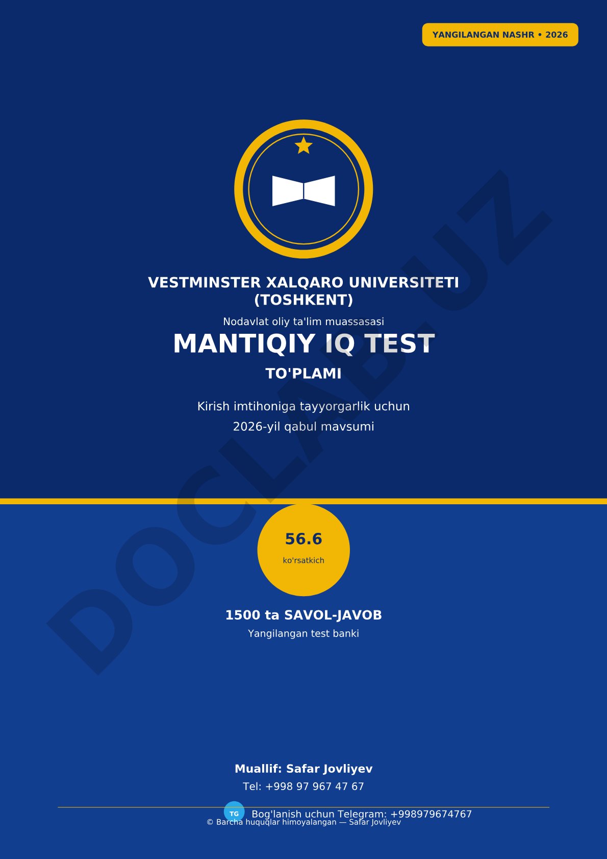 Mantiqiy IQ test to'plami (1500 savol-javob)