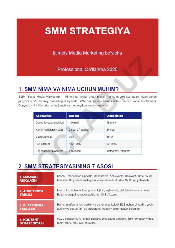 SMM strategiya va professional qo'llanma