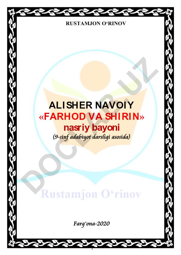 Alisher Navoiyning "Farhod va Shirin" asari haqida adabiy tahlil