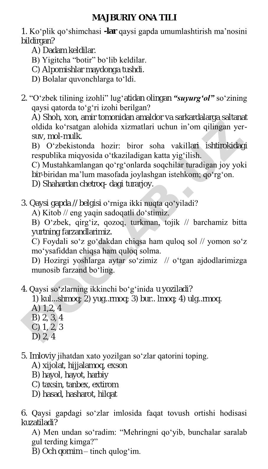 Ko‘plik qo‘shimchasi -lar va ikki nuqta belgisi