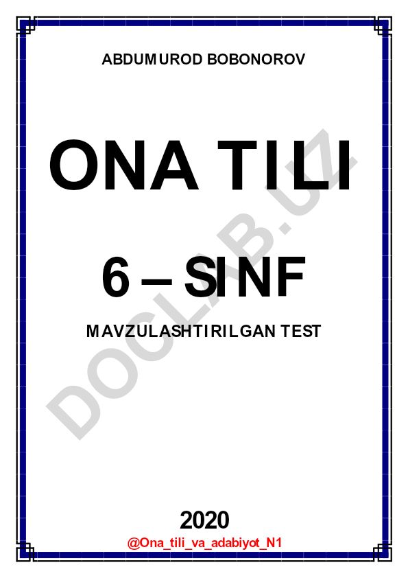 Ona tili 6-sinf mavzulashtirilgan test