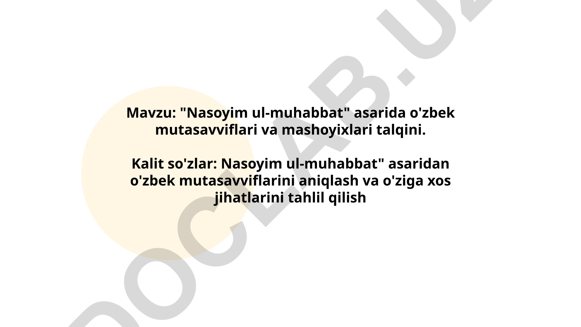 "Nasoyim ul-muhabbat" asarida o'zbek mutasavviflari va mashoyixlari talqini