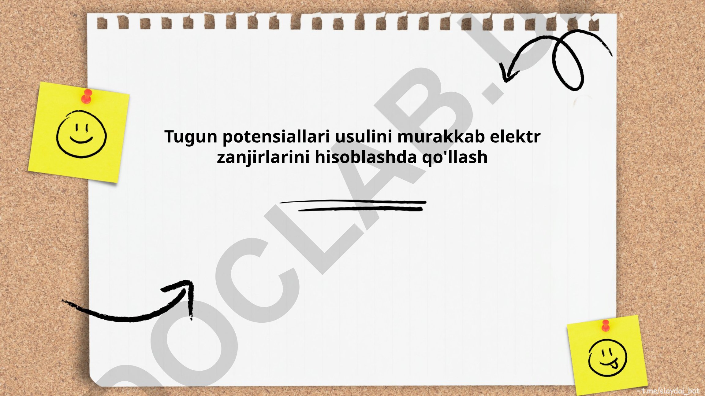 Tugun potensiallari usulini murakkab elektr zanjirlarini hisoblashda qo'llash