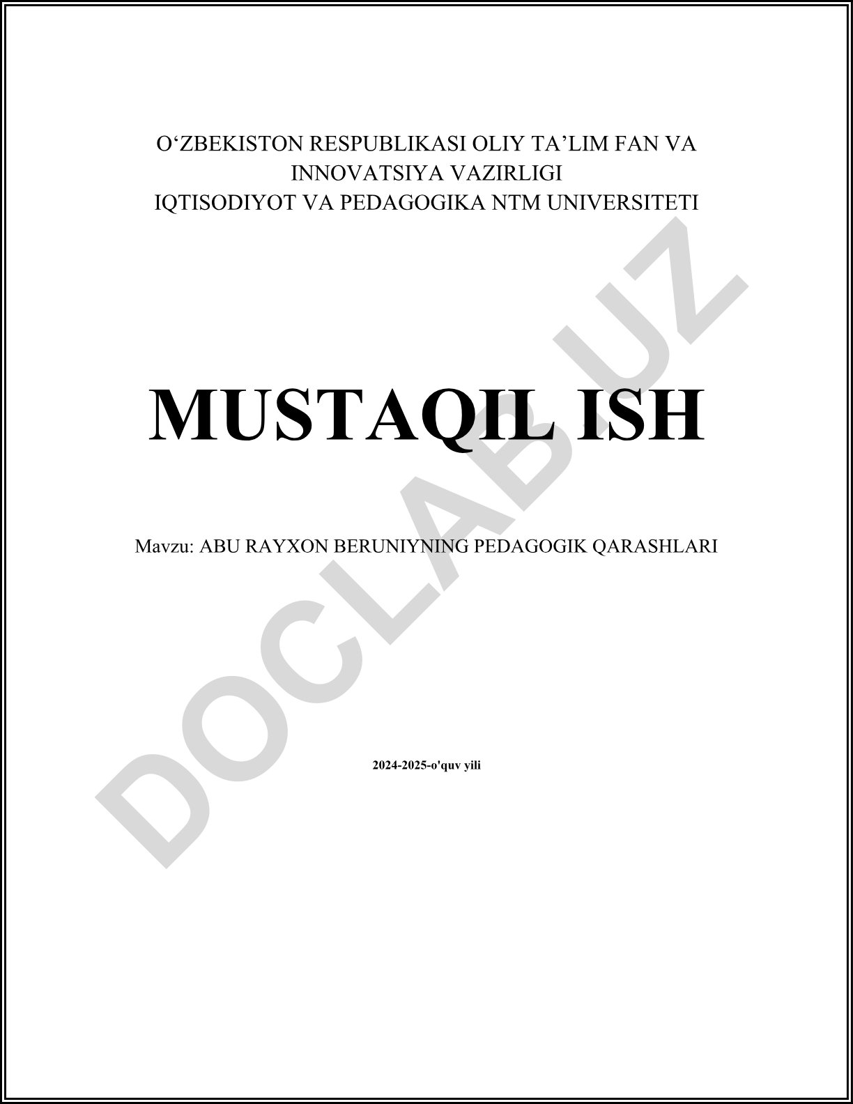 Abu Rayxon Beruniyning pedagogik qarashlari