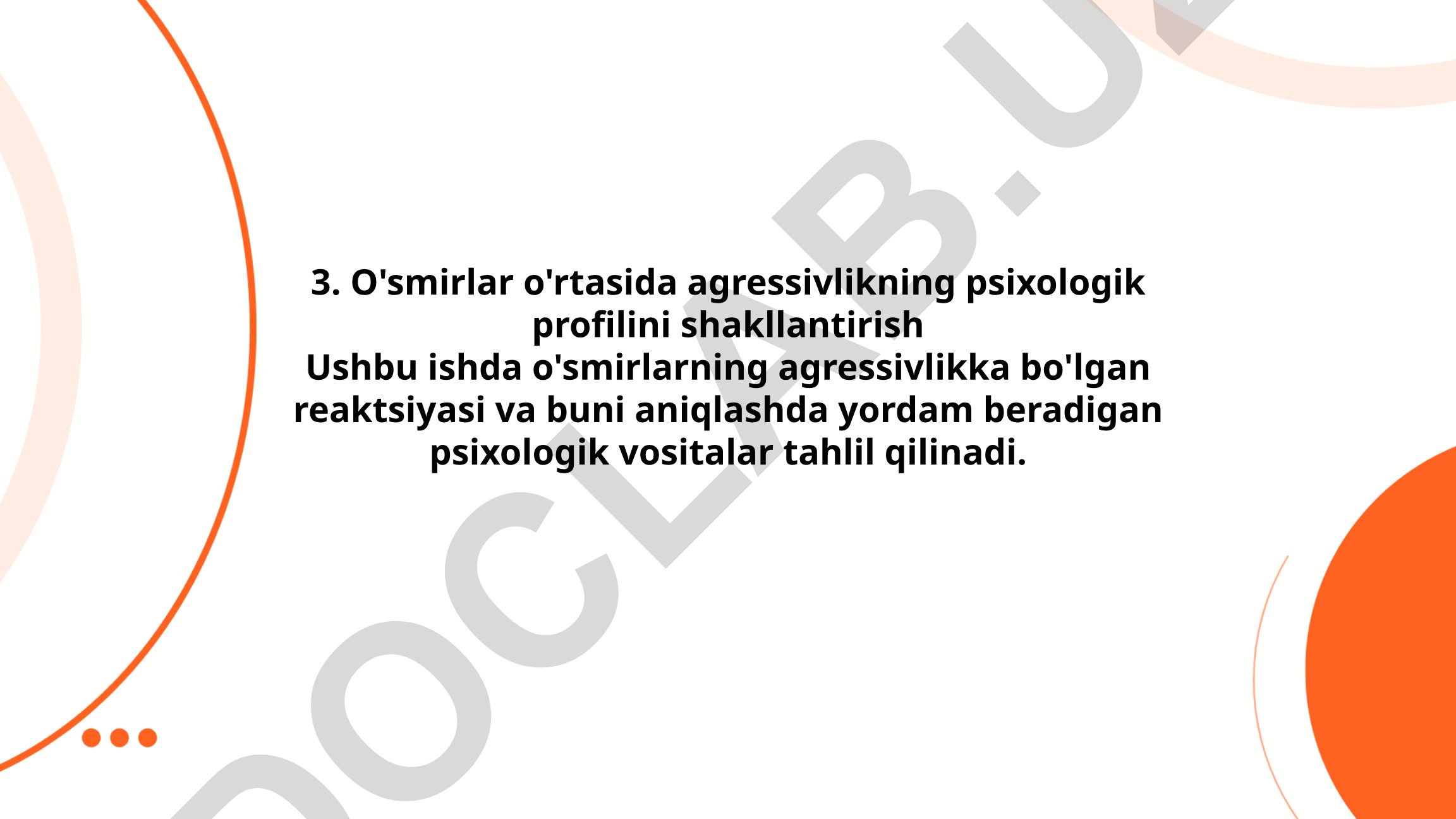 O'smirlar o'rtasida agressivlikning psixologik profilini shakllantirish
