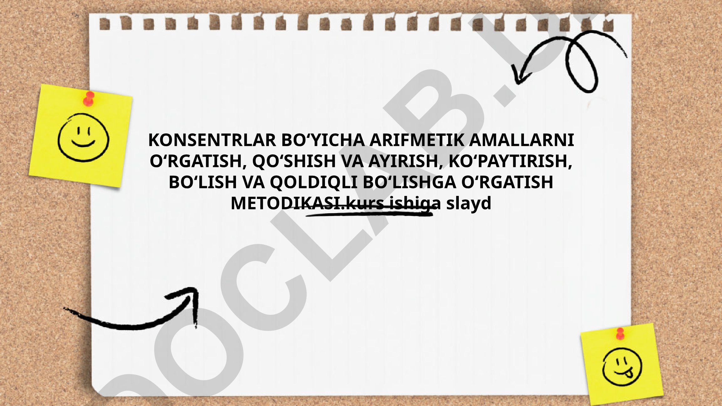 Konsentrlar bo'yicha arifmetik amallarni o'rgatish metodikasi