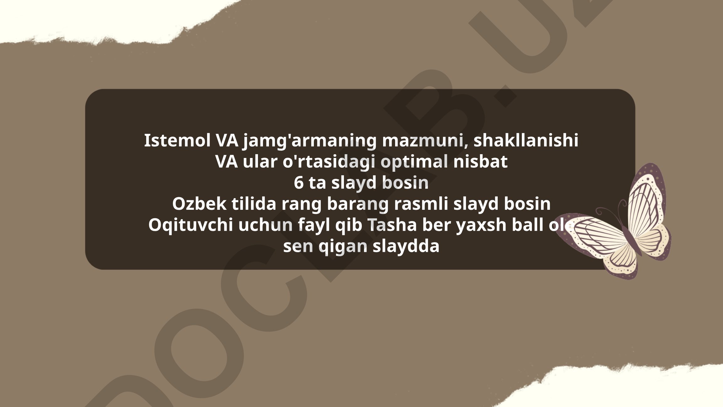 Iste'mol va jamg'armaning mazmuni, shakllanishi va optimal nisbati