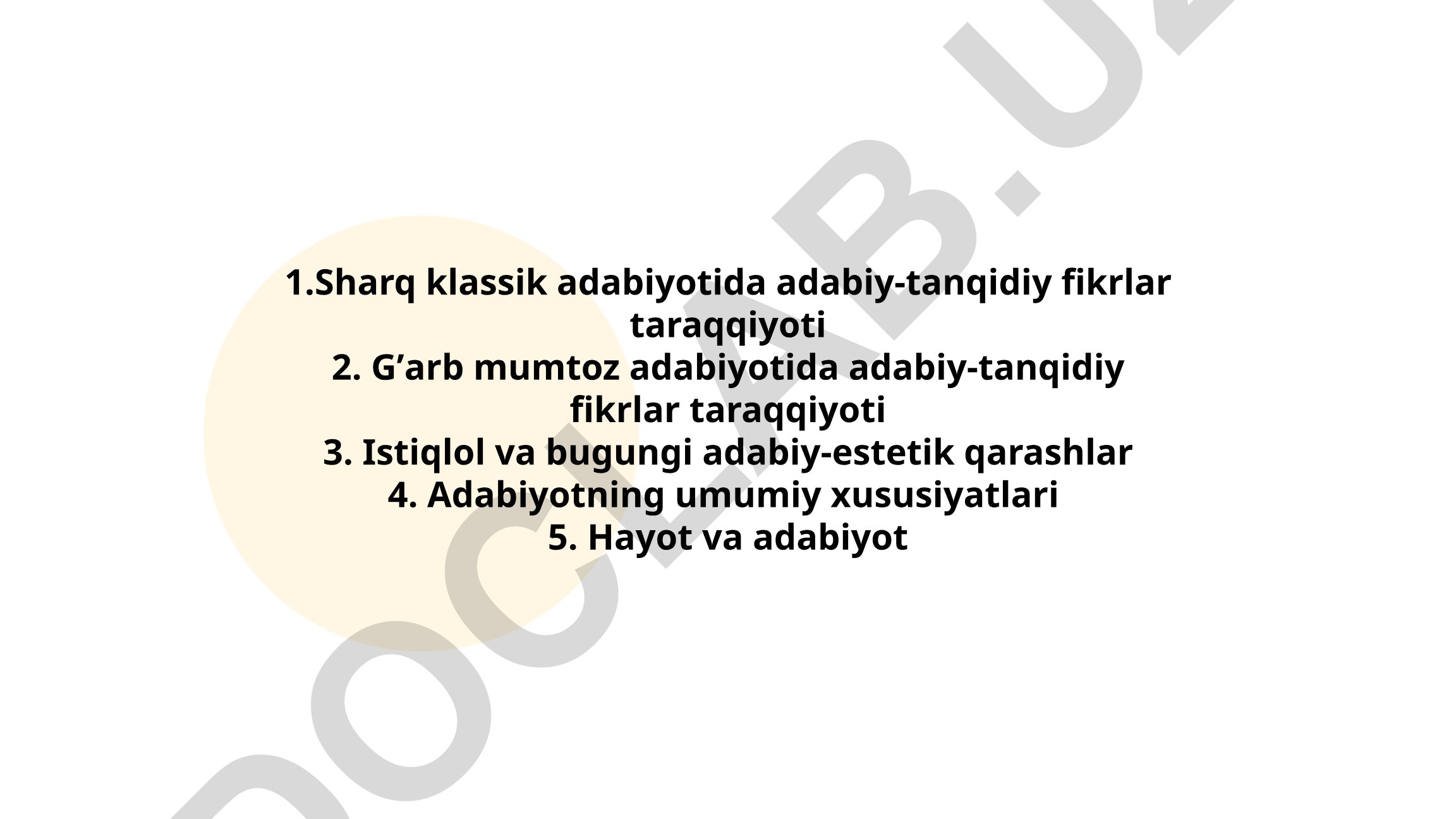 Sharq va G'arb adabiyotida adabiy-tanqidiy fikrlar taraqqiyoti