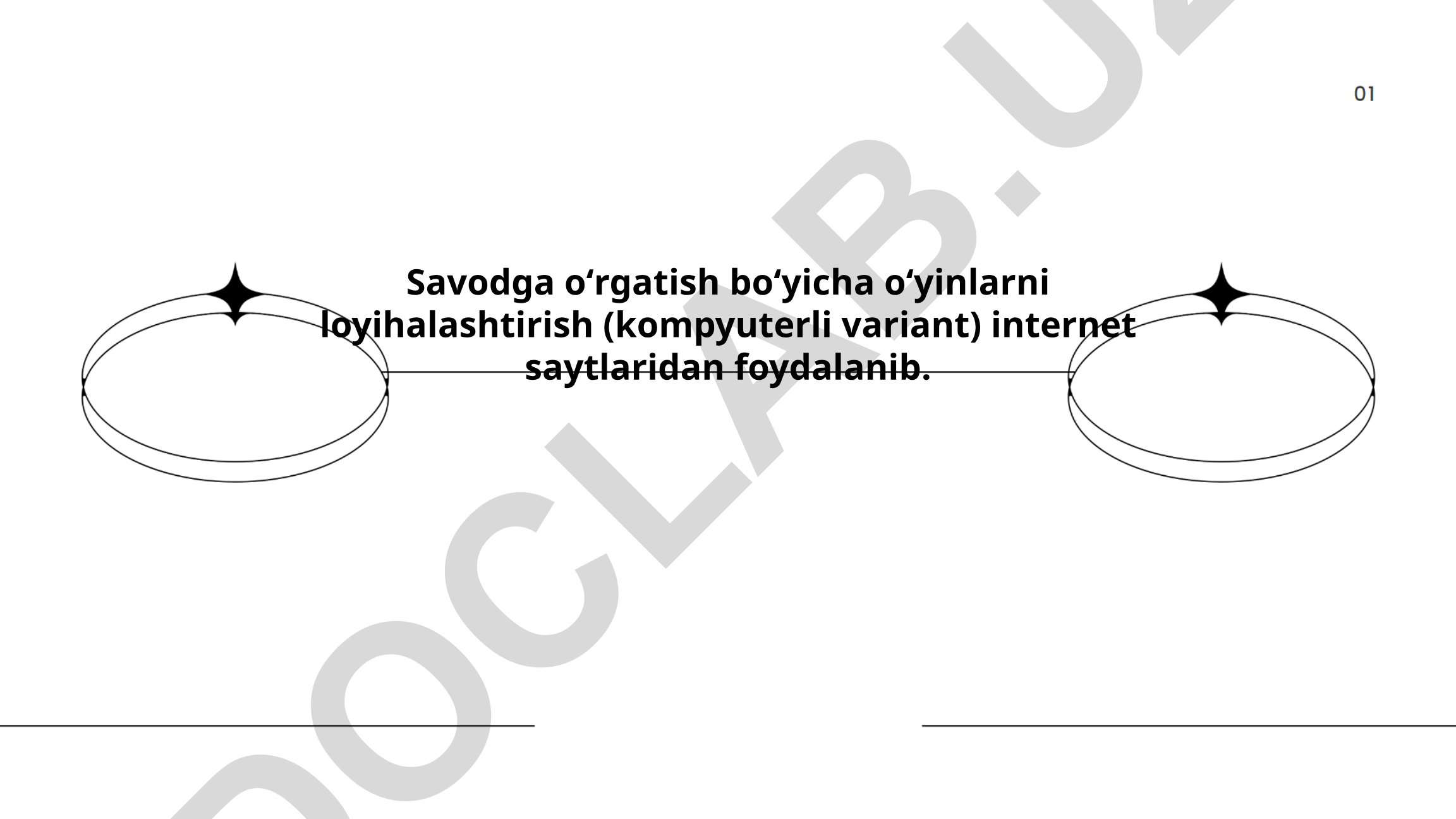 Savodga o'rgatish bo'yicha kompyuter o'yinlari loyihalashtirish