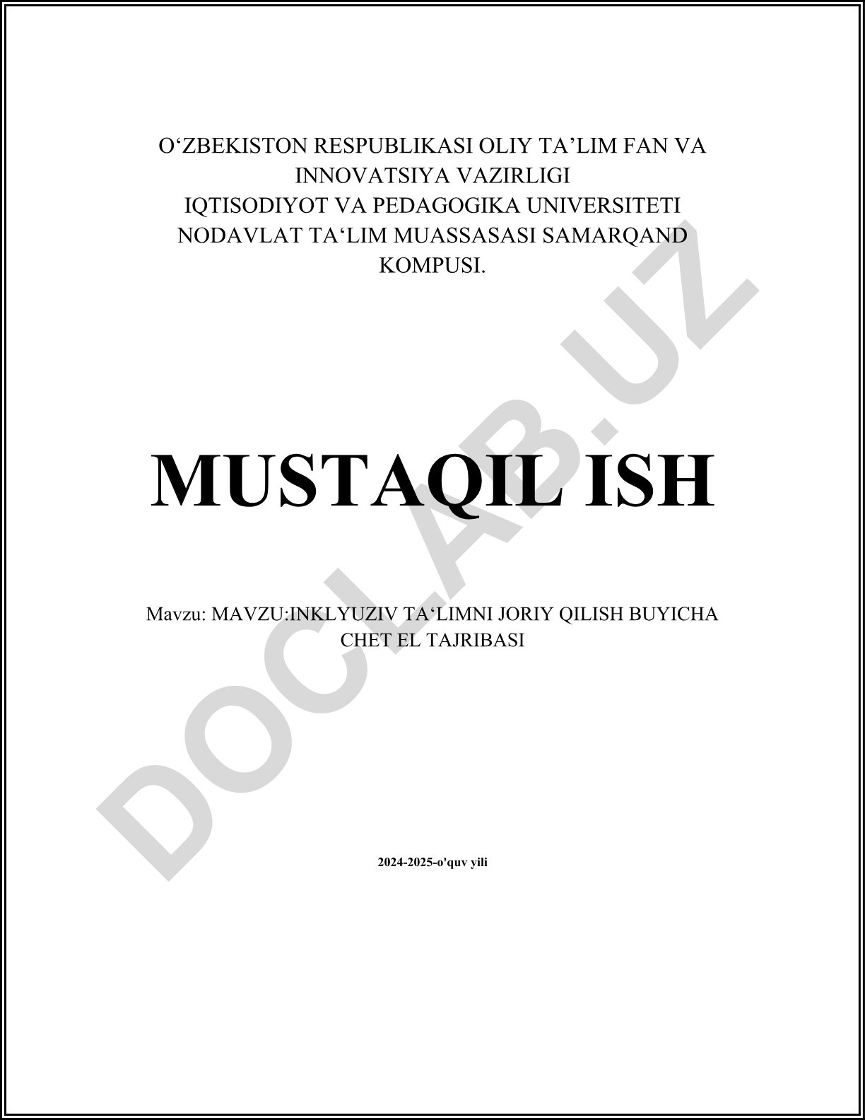 Inklyuziv ta'limni joriy qilish buyicha chet el tajribasi