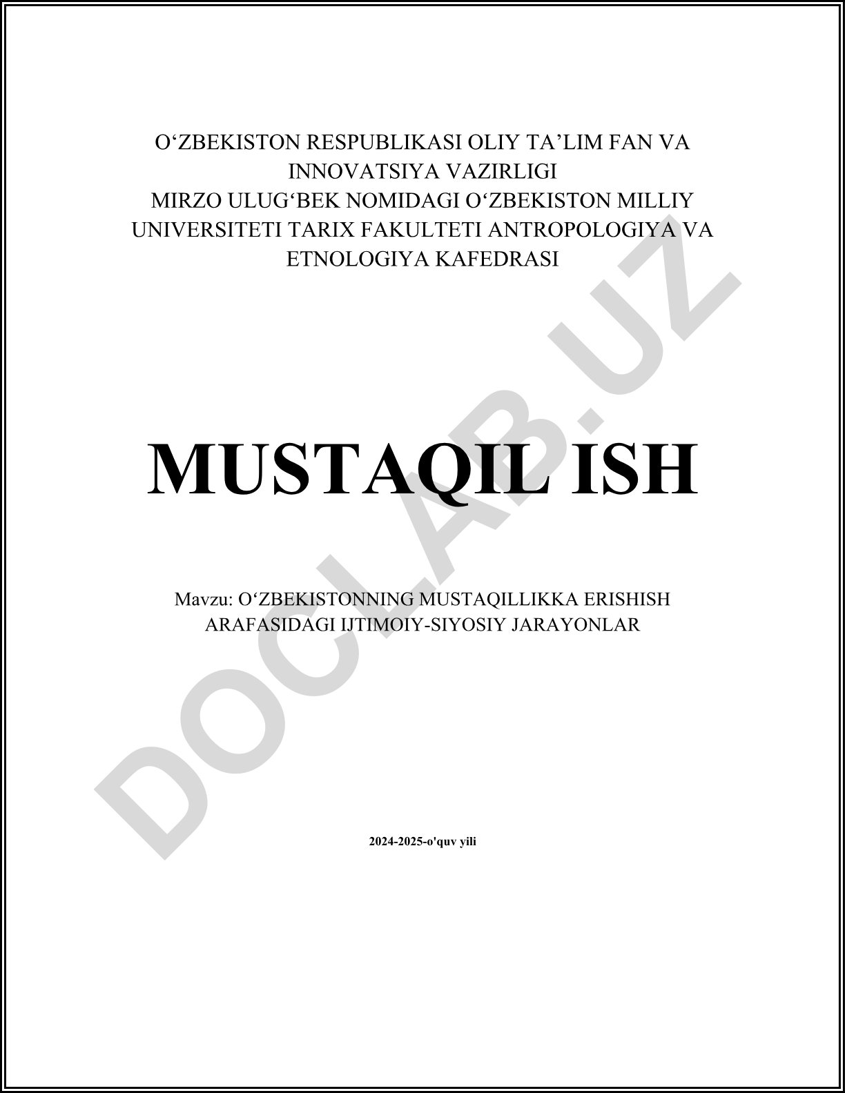 Oʻzbekistonning mustaqillikka erishish arafasidagi ijtimoiy-siyosiy jarayonlar