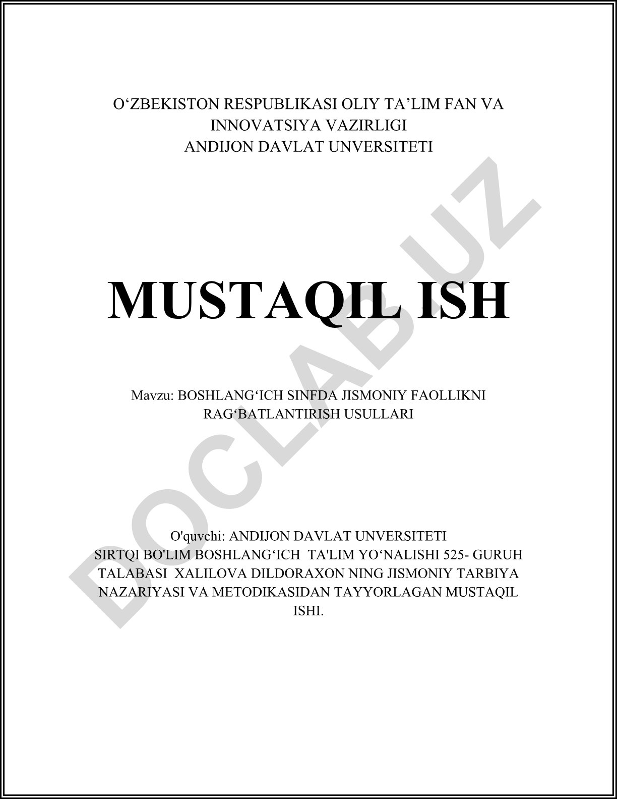 Boshlang'ich sinfda jismoniy faollikni rag'batlantirish usullari