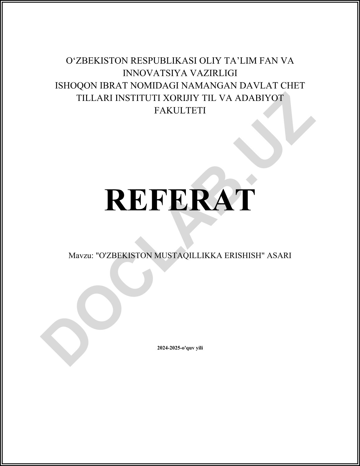 O'zbekiston mustaqillikka erishish