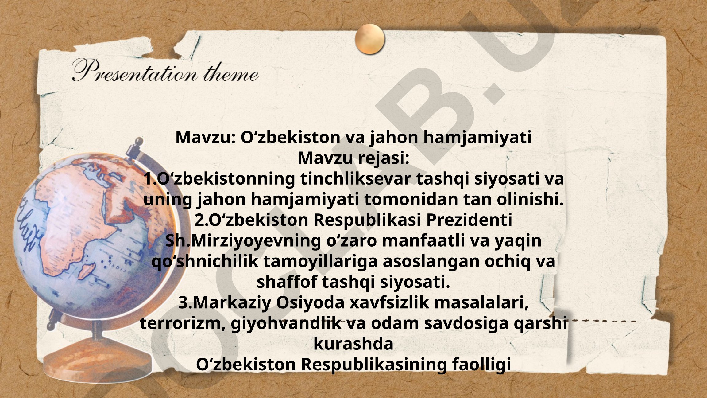O‘zbekiston va jahon hamjamiyati