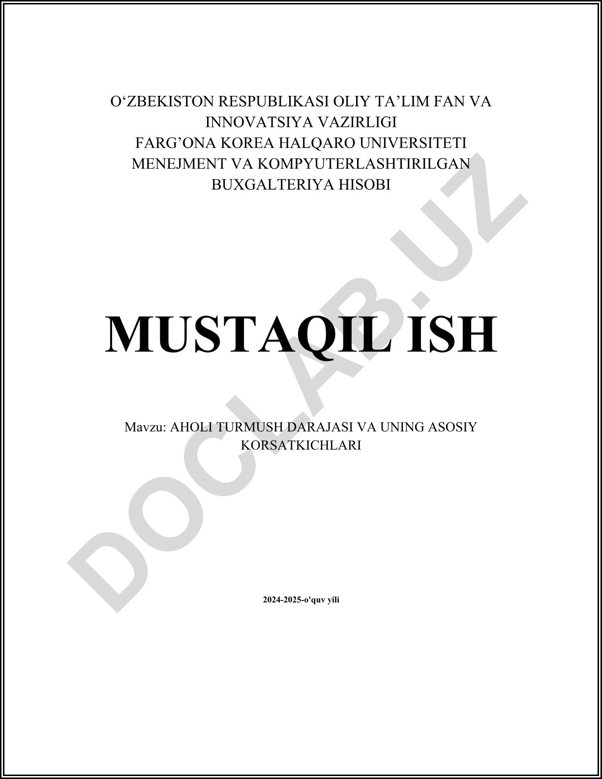 Aholi turmush darajasi va uning asosiy ko'rsatkichlari